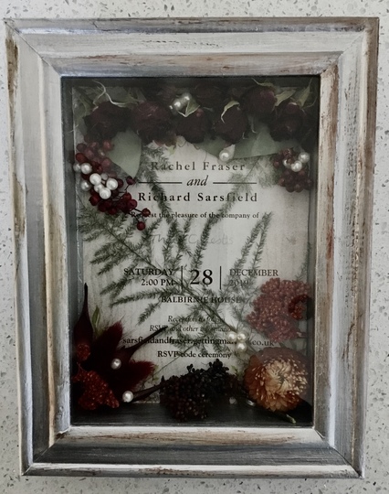 Close up of Bridal Bouquet Box Frame