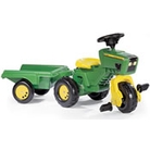 ROLLY JOHN DEERE PEDAL TRIKE WITH TRAILER