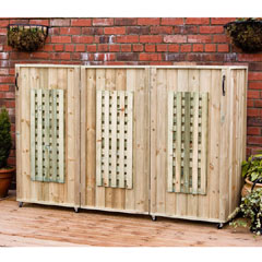 Triple Bin Lattice Three Sided Wheelie Bin Screen