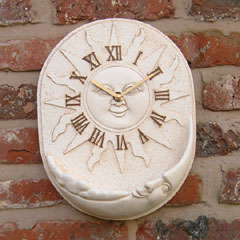 Sun / Moon Clock With Bird Feeder - Gold Effect Finish