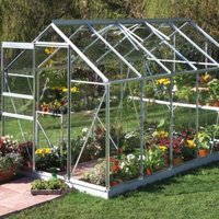 Single Door Aluminium Greenhouse With Toughened Glass & Base - 8 x 6 Model