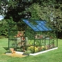 Single Door Greenhouse With Polycarbonate Glazing & Base Green Painted Finish - 10 x 6 Model