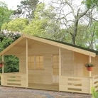 Brecon Log Cabin Right Hand Terrace  (H) 2.95m x (W) 5.37m x (D) 4.5m