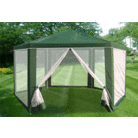 Hexagonal Gazebo with Mesh Side Curtains