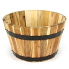 Natural Acacia Barrel Planter - 460mm diameter