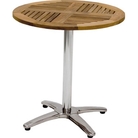 Neptune Soho Stainless Steel and Teak Round 4-Toe Table