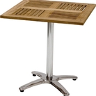 Neptune Soho Stainless Steel and Teak Square 4-Toe Table