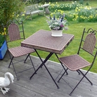 P.U. Rattan Square Table and 2 Chairs