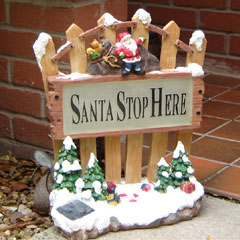 Santa Stop Here Sign with Solar Light