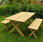 Spanish oak refectory table and two benches